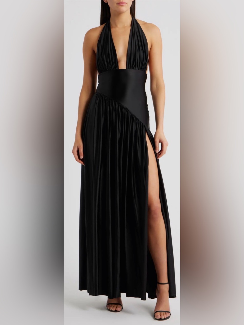 NEW Delfi Collective Rae Halter Black Gown Sz L